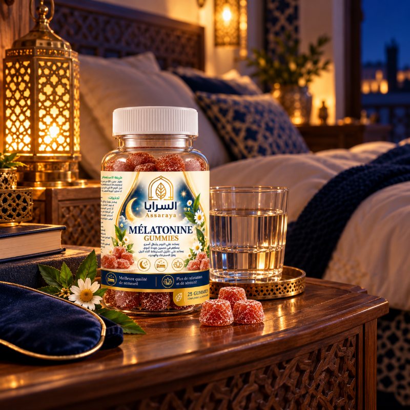 Mélatonine Gummies بجانب السرير
